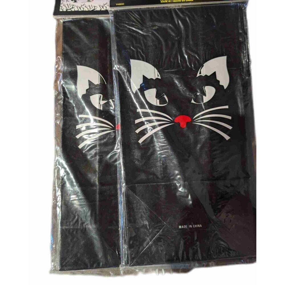 16 Vintage Nostalgia Black Cat Luminary Bags Halloween Retro Porch Candle Light